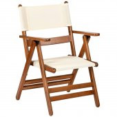 Marmaris Ahşap Bahçe Balkon Takımı: 60x60 Masa + 2 PVC Kumaşlı Sandalye Katlanır Set - 4