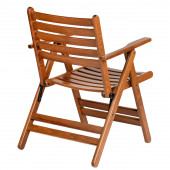 London Atina Ahşap Bahçe Balkon Takımı: 70x70 Sabit Ayaklı Masa + 2 Katlanır Sandalye Set - 3