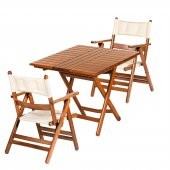 Atina Minderli Katlanır Ahşap Bahçe Balkon Takımı: 70x70 Masa + 2 Sandalye Set - 2