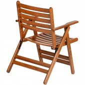 London Atina Katlanır Ahşap Bahçe Balkon Takımı -80x160 Masa + 4 Sandalye Set - 5