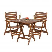 Ürgüp Ahşap Bahçe Balkon Takımı: 60x80 Masa + 2 Sandalye Katlanır Set thumbnail 1