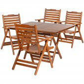 Madrid Atina Katlanır Ahşap Bahçe Balkon Takımı -80x140 Masa + 4 Sandalye Set - 1