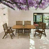 Madrid Atina Ahşap Bahçe Takımı, Katlanır Balkon Set (60x60 Masa + Kolçaklı Kademeli 2 Sandalye) - 7