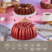 Amboss Ametist 26 cm Yanmaz Yapışmaz Döküm Kek Kalıbı Kırmızı - 1