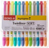 Dong-A Twinliner Soft 12 Renk Çift Taraflı Fosforlu Kalem Seti - 1