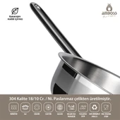 Amboss Saphire Paslanmaz Çelik Cam Kapaklı Tava 22 cm - 3