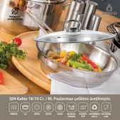 Amboss Saphire Paslanmaz Çelik Cam Kapaklı Tava 22 cm - 1