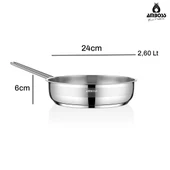 Amboss Saphire Paslanmaz Çelik 24 cm Kapaksız Çelik Tava - 5