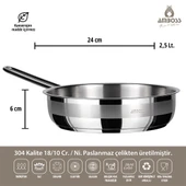 Amboss Saphire Paslanmaz Çelik Tava 24 cm - 3