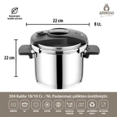 Amboss Enio Matik Paslanmaz Çelik Düdüklü Tencere 22 Cm 8 Lt - 3