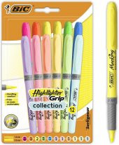Bic Highlighter Grip 12 Renk Fosforlu Kalem Set Pastel + Canlı Renkler - 1