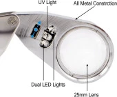 Generic 40X 25mm All Metal Magnifier Jeweller LED UV Lens Jewelery Loupe Magnifier - 7
