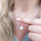 Vaoov 925 Ayar Gümüş Kırmızı Çiçekli Bahar Dalı Kolye thumbnail 5