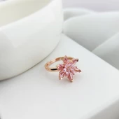 Vaoov 925 Ayar Gümüş Pembe Lotus Yüzük thumbnail 5