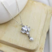 Vaoov 925 Ayar Gümüş Kalpli İnci Kolye thumbnail 1