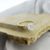 Vaoov 925 Ayar Gümüş Taşlı Sedef Çiçekli Yüzük thumbnail 2