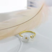 Vaoov 925 Ayar Gümüş Taşlı Sedef Çiçekli Yüzük thumbnail 5