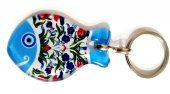 Lale Desenli Balık Şekilli Hediye Kutusunda Füzyon Cam Anahtarlık - 2