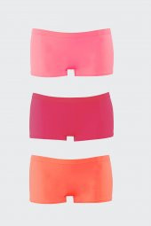 Neon Nar Çiçeği Pembe Oranj.Dikişsiz 3lü Ağlı Şort Külot thumbnail 1