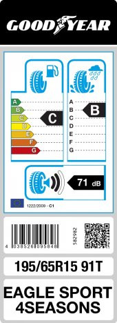 Goodyear 195/65 R15 91T Eagle Sport 4 Seasons Oto Dört Mevsim Lastiği (Üretim 2023, 23.Hafta) - 2