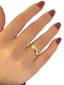 Düz Bombe 5 mm 14 Ayar Altın Alyans Yüzük Kadın Erkek Unisex - 2