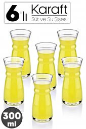 6 lı Cam Karaf Bardak 300 ml Sıcak Soğuk Cam Meşrubat Bardağı Süt Bardağı Limonata Bardağı - 1