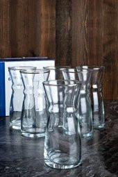 6 lı Cam Karaf Bardak 300 ml Sıcak Soğuk Cam Meşrubat Bardağı Süt Bardağı Limonata Bardağı - 3