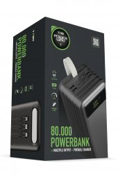 Powerway 80.000 Mah Kablolu Dijital Göstergeli Gerçek 80.000 Mah Garantili Işıklı Kamp Tx80 Siyah Powerbank - 1