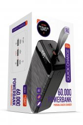 Powerway PD 22.5W 60.000 MAH 3.0 HIZLI ŞARJ (GERÇEK 60.000 MAH GARANTİLİ) QC60 POWERBANK Siyah - 1