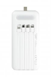 Powerway TX60 Beyaz Çoklu Çıkış Dijital Göstergeli Ekstra Kablolu 60.000 mAh (Gerçek 60.000 mAh Garantili) Powerbank - 3