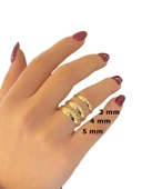 Düz Bombe 4 mm 14 Ayar Altın Alyans Yüzük Kadın Erkek Unisex thumbnail 3