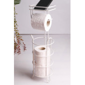 YUVARLAK BEYAZ STANDLI YEDEKLİ ÇOK AMAÇLI WC KAĞITLIK -BEYAZ - 1