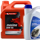 Petrol Ofisi Maxima 20W-50 Motor Yağı 4 Litre + Yeşil Antifriz 3 L thumbnail 1