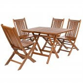Avşa Katlanır Ahşap Bahçe Balkon Seti: 80x120 Masa + 4 Sandalye Takım - 1