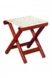 Atina Katlanabilir Ahşap Tabure PVC Oturum Ev-Cafe-Restoran-Bahçe - 2