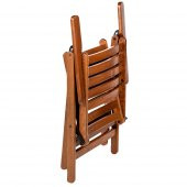 Antalya Ahşap Bahçe Balkon Takımı: 90 cm Yuvarlak Masa + 2 Minderli Sandalye - Katlanır  Set - 5