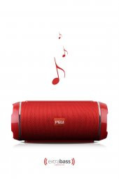 WRX05 90 dB SD Kart Aux Usb Girişli Kırmızı Kablosuz Bluetooth Speaker Hoparlör Ses Bombası FM Radyo - 1