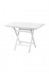 Atina Ahşap Masa 80x120 Beyaz | Katlanır Bahçe Balkon Mutfak Masası - 1