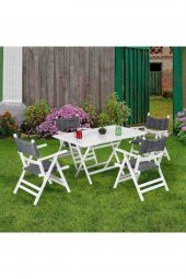 Atina Ahşap Masa 80x120 Beyaz | Katlanır Bahçe Balkon Mutfak Masası - 2