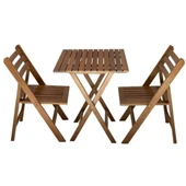 Albatros Ada Masa Sandalye Takımı : 60x60 Masa + 2 Sandalye - Katlanır Ahşap Set - 1