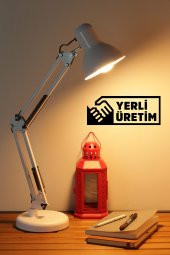 Masa Lambası Akrobat Yaylı Metal 360° Açılı Ayarlanabilir Hareketli Çalışma Masası Lambası Beyaz - 1