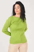 Kadın Fitilli Triko Body Yeşil - 3