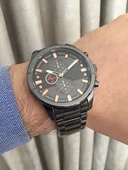 Erkek Kol Saati Çelik Kordon Siyah Renk Bakır Detay - Özel Kutulu STC12004 - 1