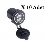 AraçKaravanTekneKamyon Çift Port Usb Şarj 10 ADET BEYAZ IŞIK - 1