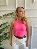 Kadın Pembe Halter Yaka Crop thumbnail 1