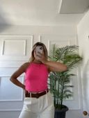 Kadın Pembe Halter Yaka Crop thumbnail 3