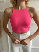 Kadın Pembe Halter Yaka Crop thumbnail 2