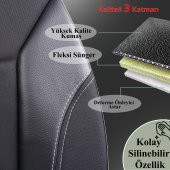 Z&C MAXTECH Honda Civic Deri Detaylı Özel Tasarım Oto Koltuk Kılıfı Seti CLASSY thumbnail 5