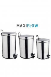 Maxıflow / Paslanmaz Krom Gövde Pedallı Çöp Kovası 12 Lt - 1