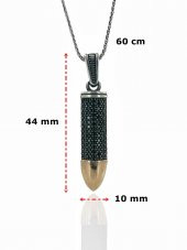 Üst Kalite Özel Tasarım Mermi 925 Ayar Kolye Uzun Zincir 60 cm - 4